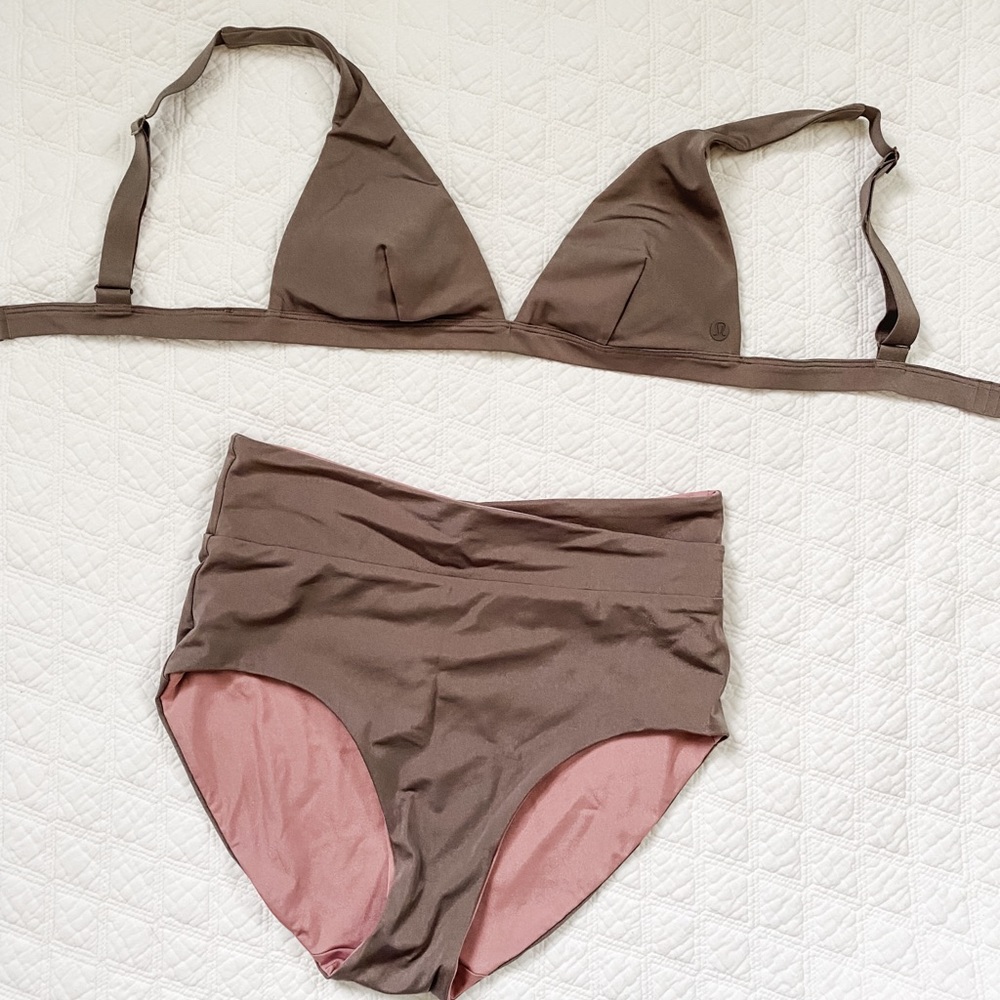 Lululemon All That Glimmers Triangle Top and High Waisted Bikini S